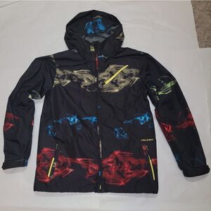 Volcom Volume Insulated Snowboard Jacket Black Multicolor Size Large • Like New!